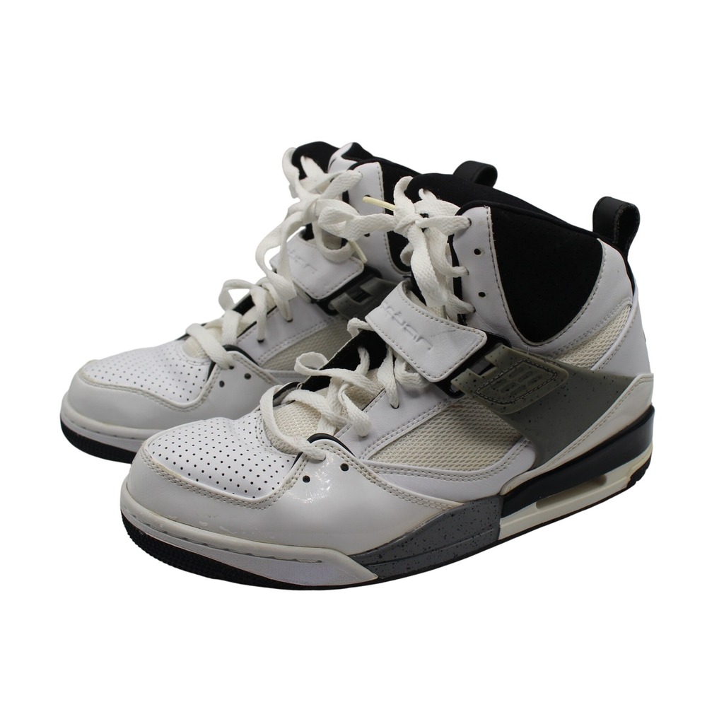 Jordan Flight 45 High Mens White Black Cement Grey Sneakers 384519-109 Size‎ 8